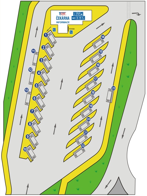 Plánek autobusového terminálu