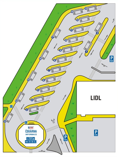Plánek autobusového terminálu